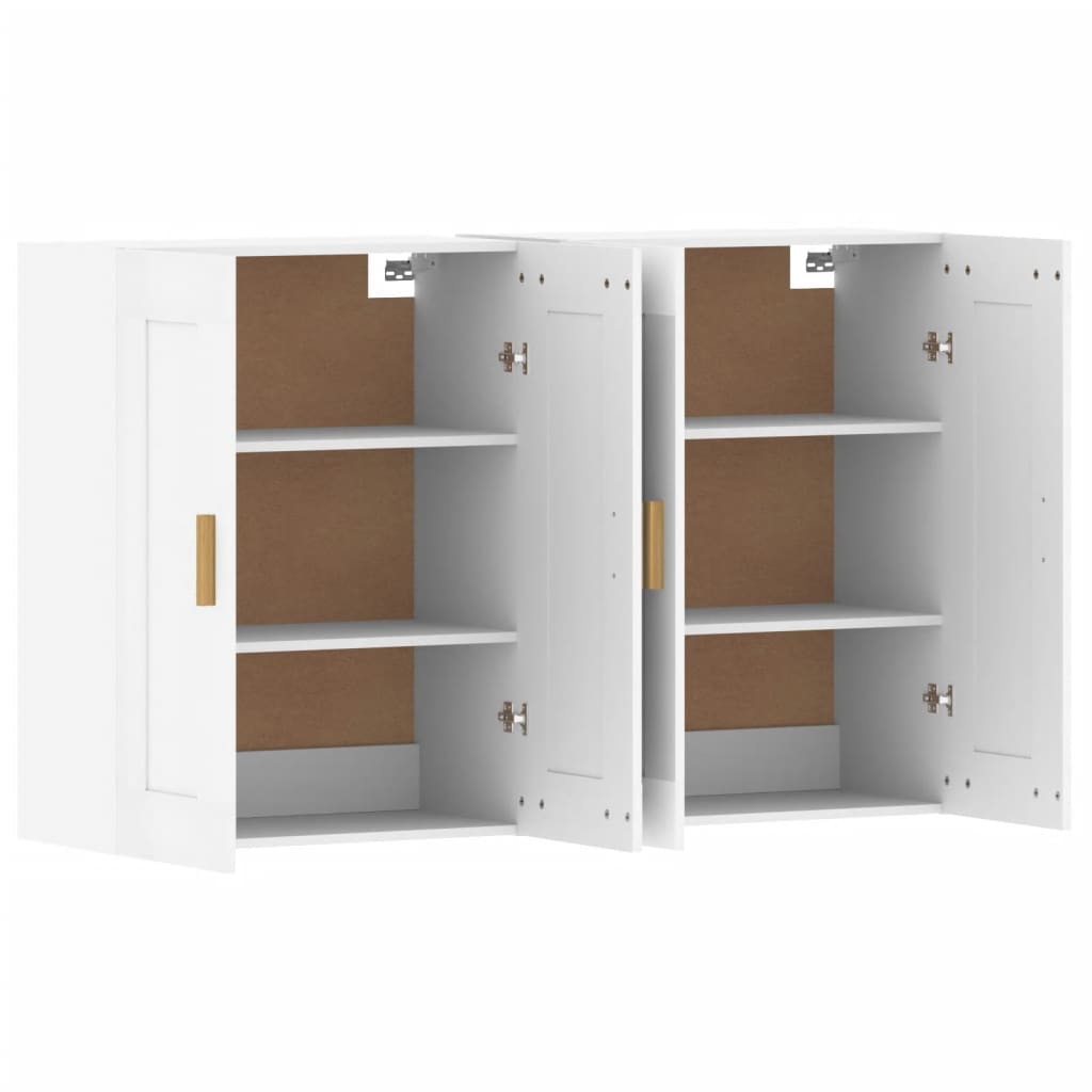 Hangkasten 2 st bewerkt hout wit
