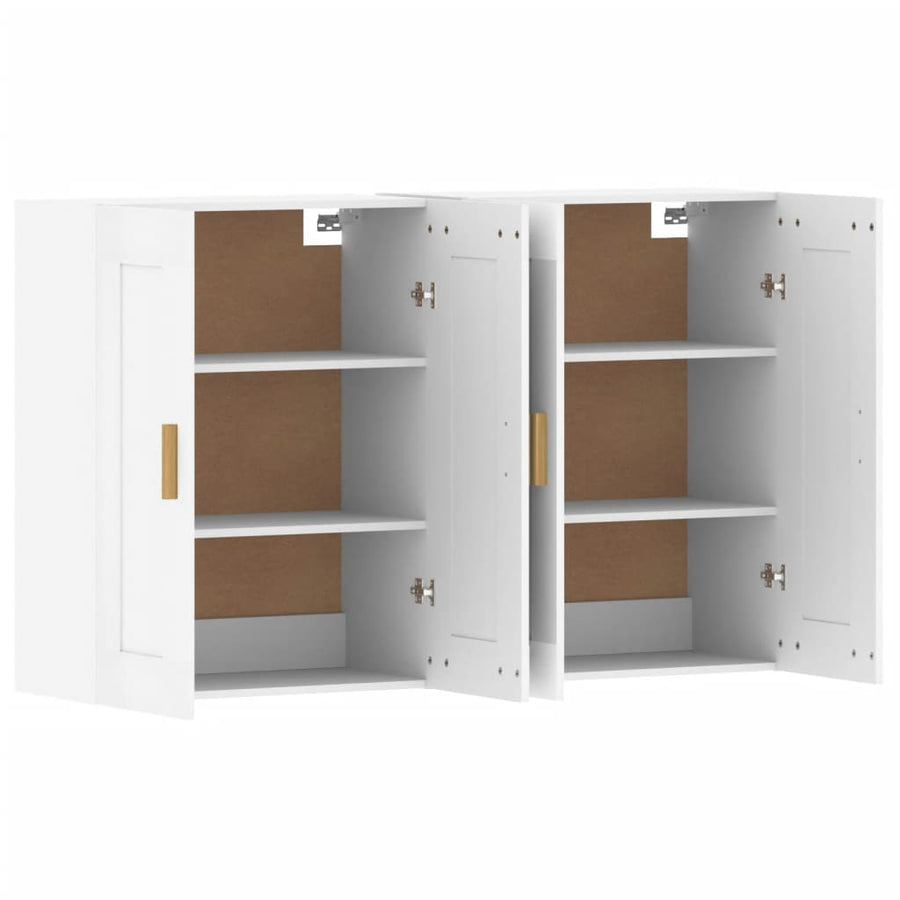 Hangkasten 2 st bewerkt hout wit