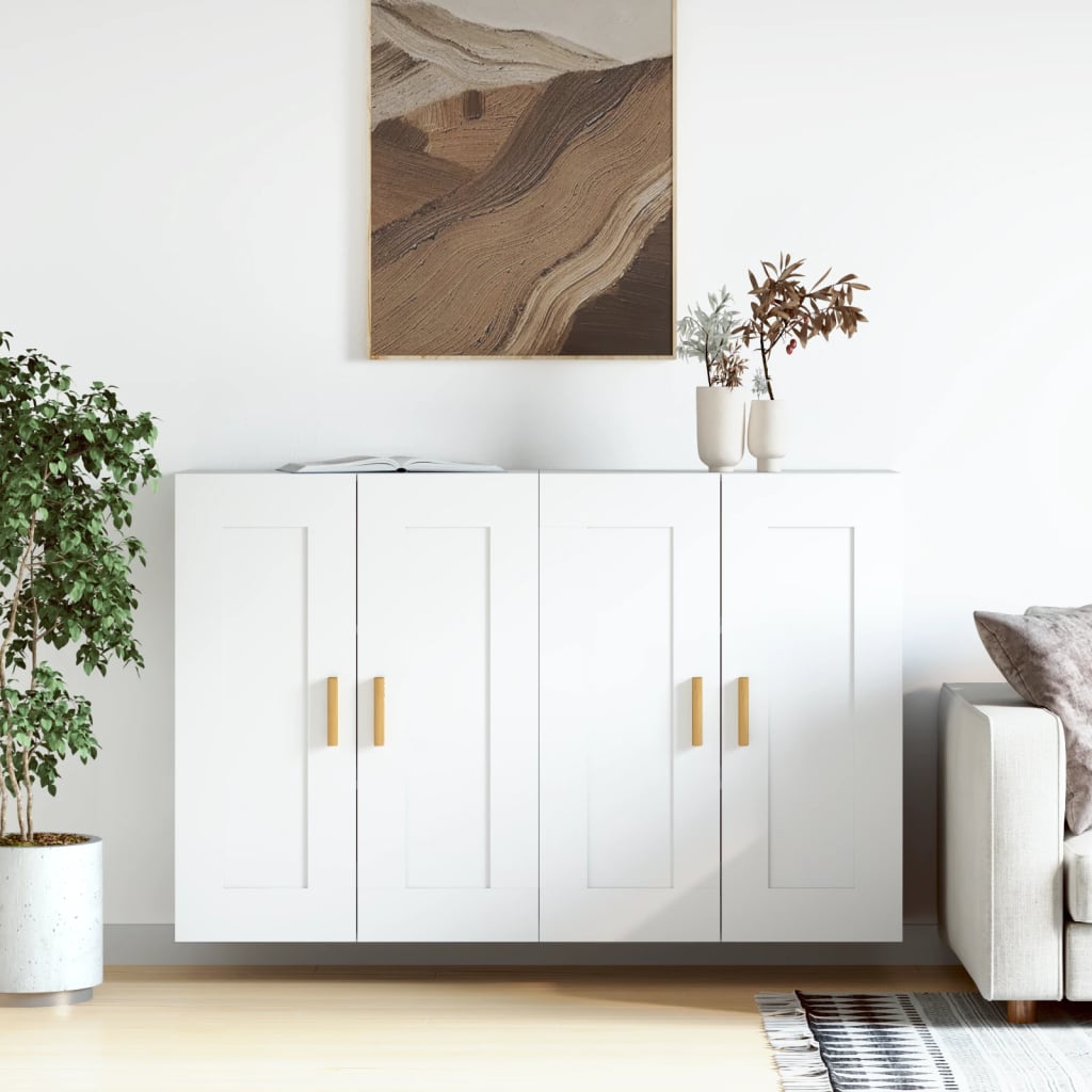 Hangkasten 2 st bewerkt hout wit