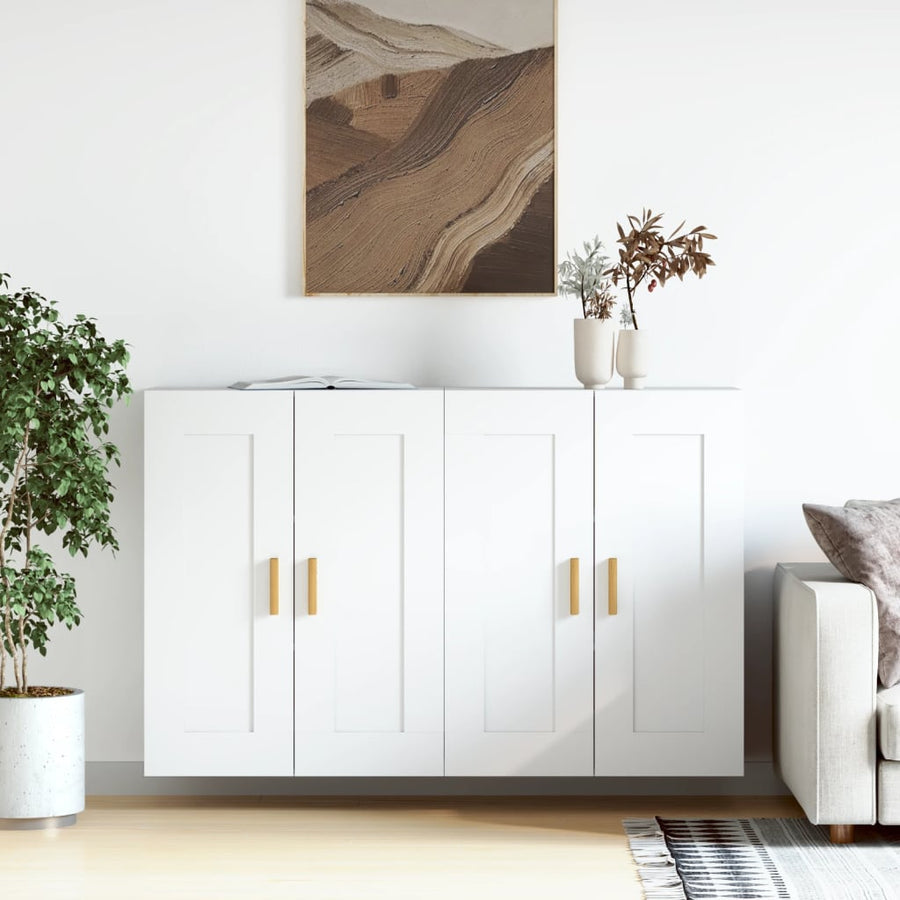 Hangkasten 2 st bewerkt hout wit
