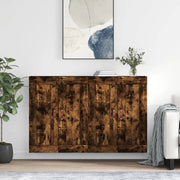 Hangkasten 2 st bewerkt hout gerookt eiken 69x34x90 cm