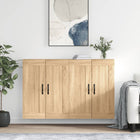 Hangkasten 2 st bewerkt hout sonoma eiken zwart
