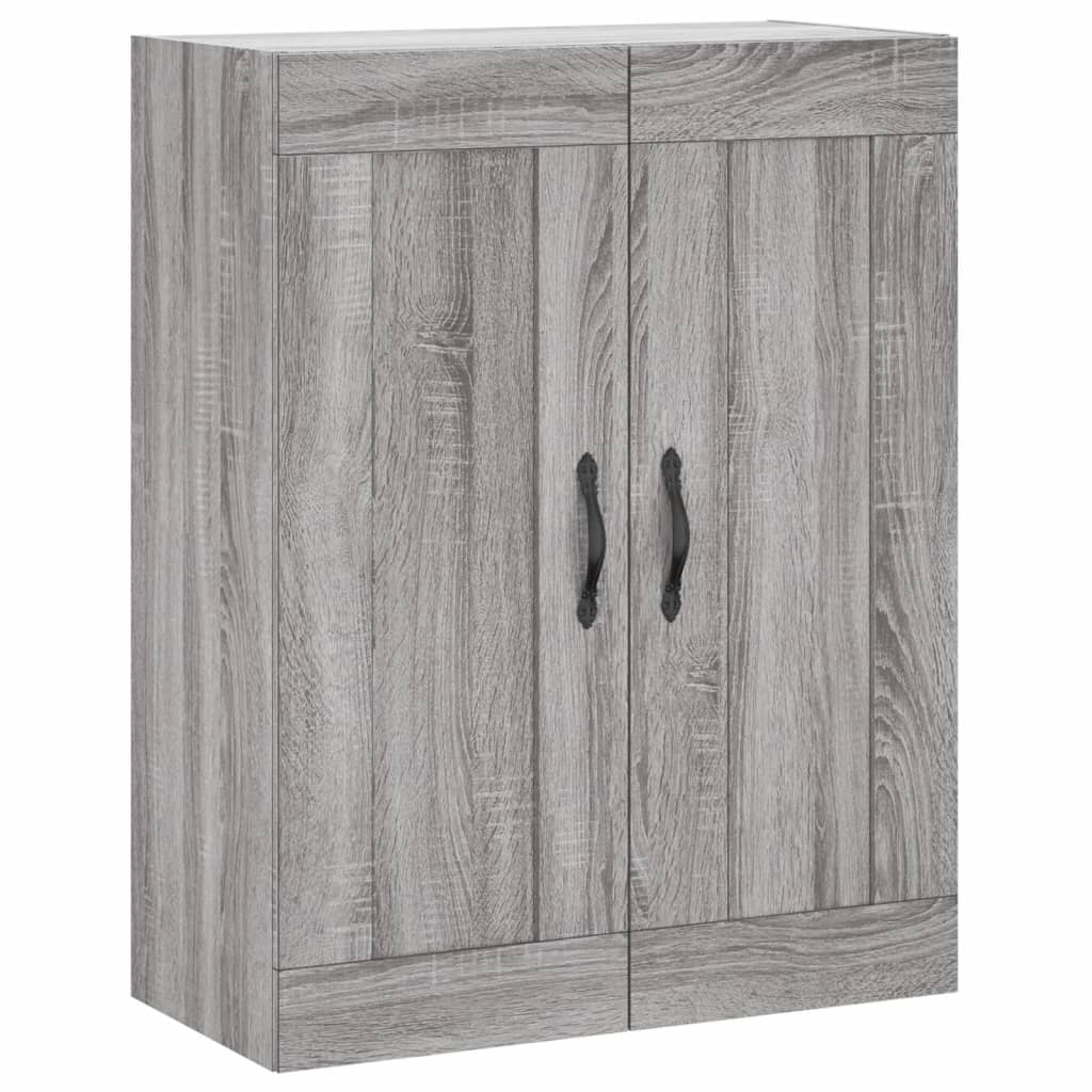 Hangkasten 2 St Bewerkt Hout Grijs Sonoma Eikenkleurig Bladzwart