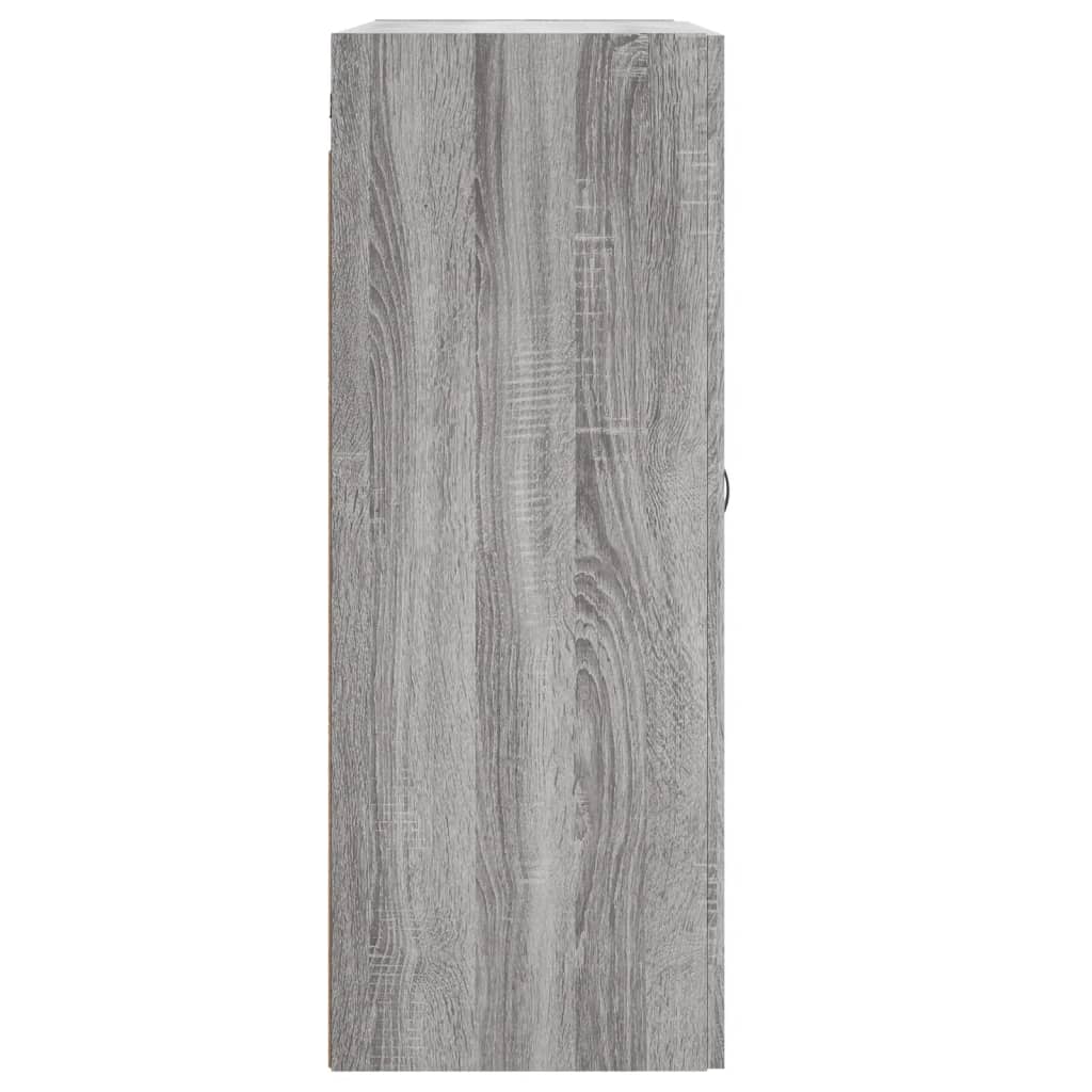 Hangkasten 2 St Bewerkt Hout Grijs Sonoma Eikenkleurig Bladzwart