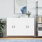 Wall cabinets 2 pcs carved wood white