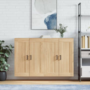 Hangkasten 2 st bewerkt hout sonoma eiken zwart