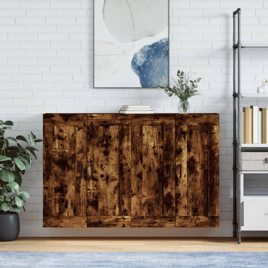 Hangkasten Bewerkt Hout Kleurig 2 Gerookt eiken