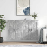 Hangkasten 2 st bewerkt hout betongrijs 69,5x34x90 cm