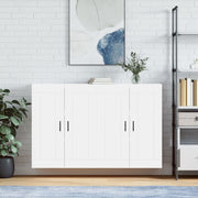 Wall cabinets 2 pcs carved wood white