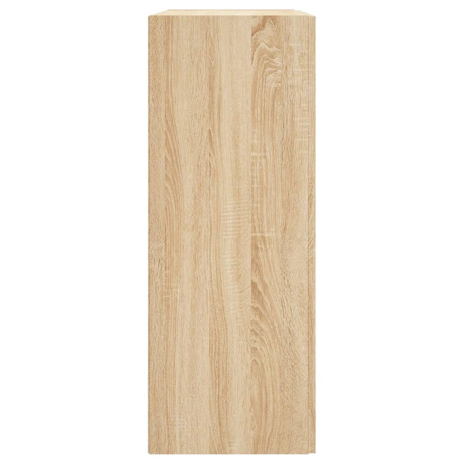 Hangkasten 2 St Bewerkt Hout Sonoma Eikenkleurig Groefzwart