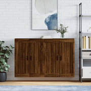 Wall cabinets 2 pcs carved wood brown oak color