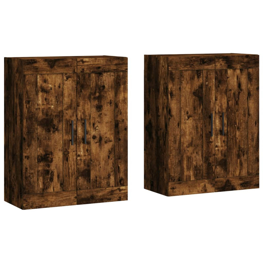 Hangkasten Bewerkt Hout Kleurig Gerookt eiken Buis zwart