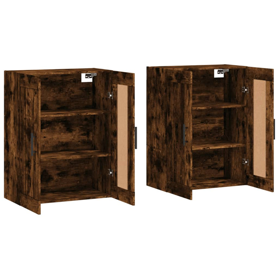 Hangkasten Bewerkt Hout Kleurig Gerookt eiken Buis zwart
