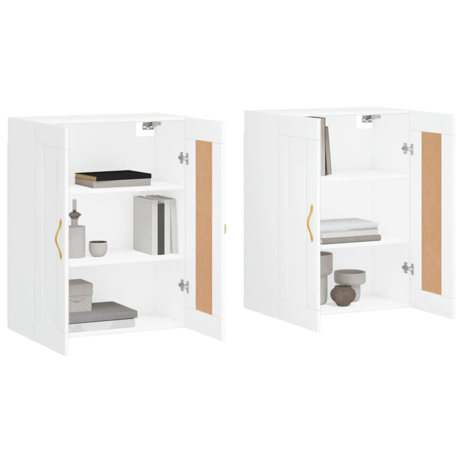 Hangkasten 2 st bewerkt hout wit