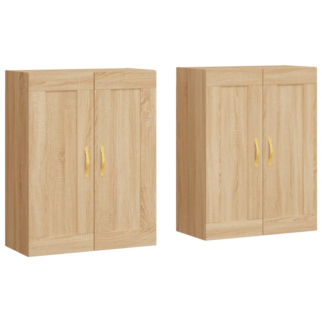 Hangkasten 2 st bewerkt hout sonoma eikenkleurig