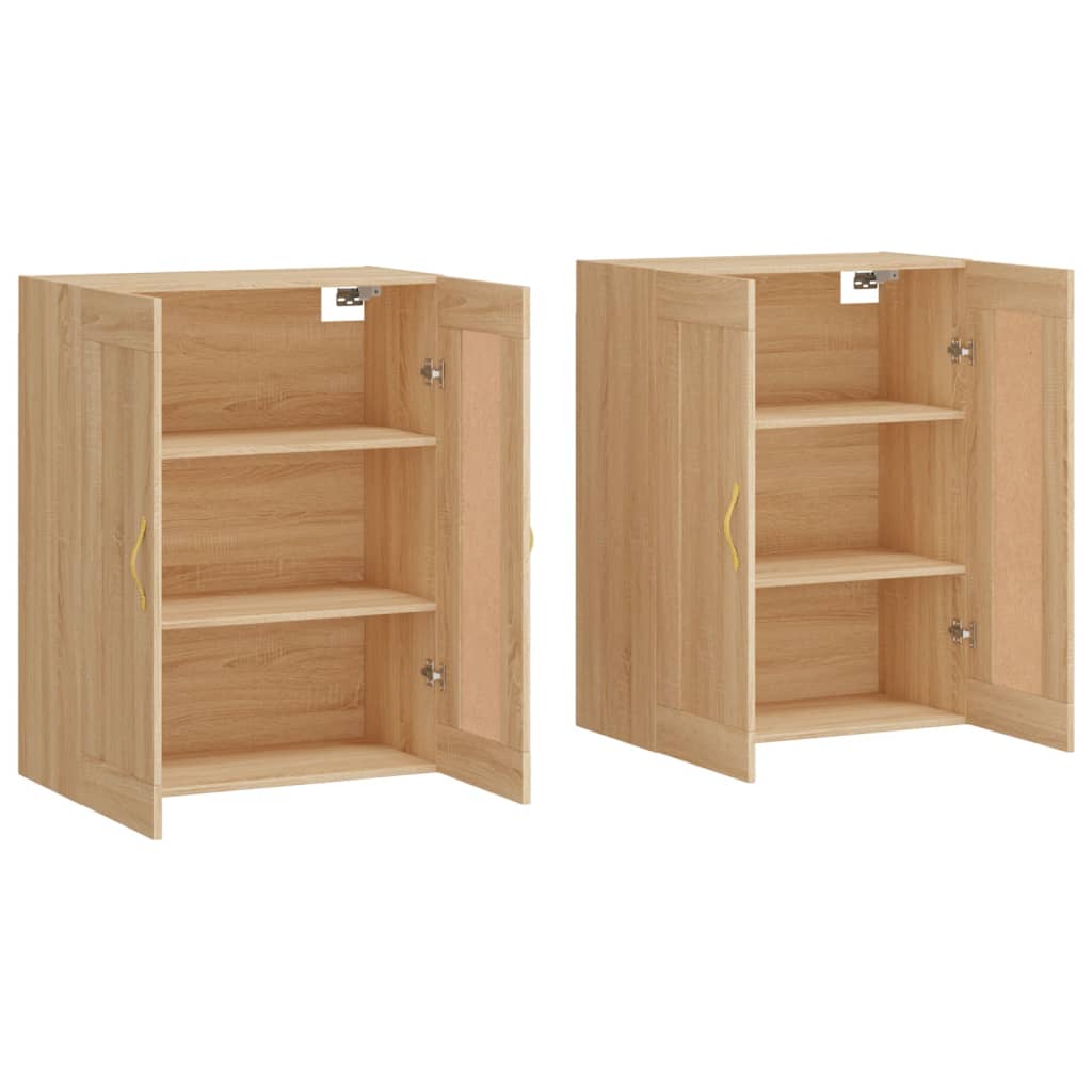 Hangkasten 2 st bewerkt hout sonoma eikenkleurig
