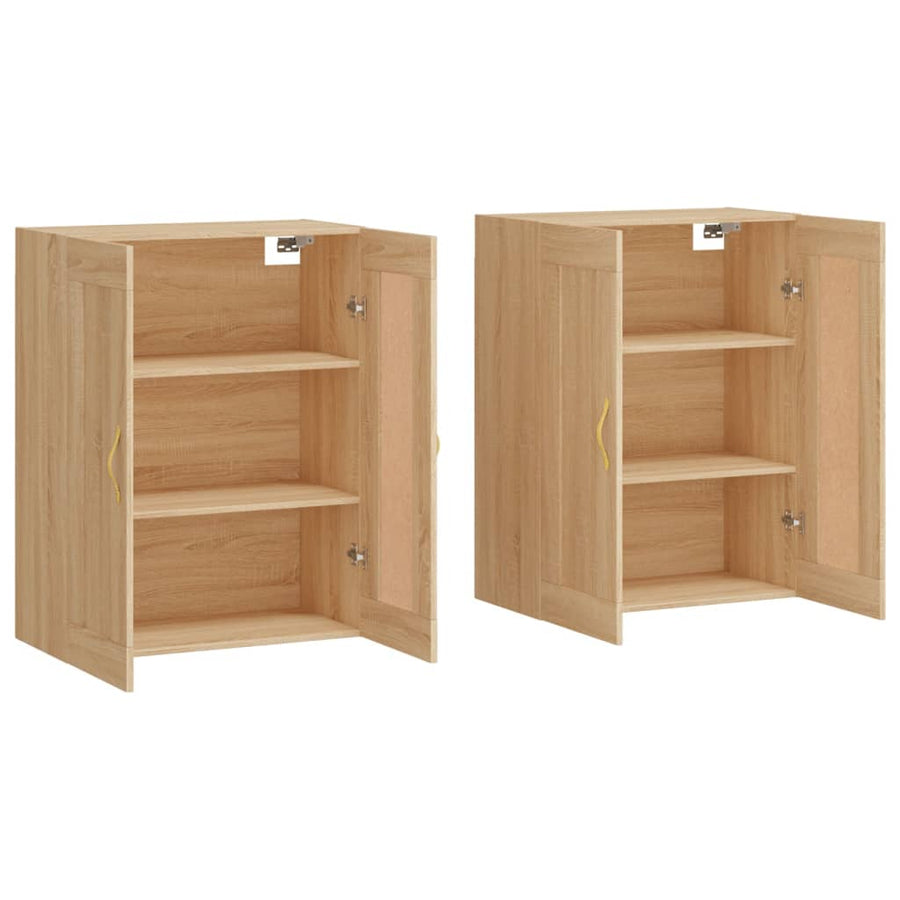 Hangkasten 2 st bewerkt hout sonoma eikenkleurig