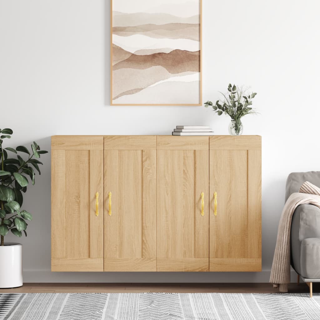 Hangkasten 2 st bewerkt hout sonoma eikenkleurig