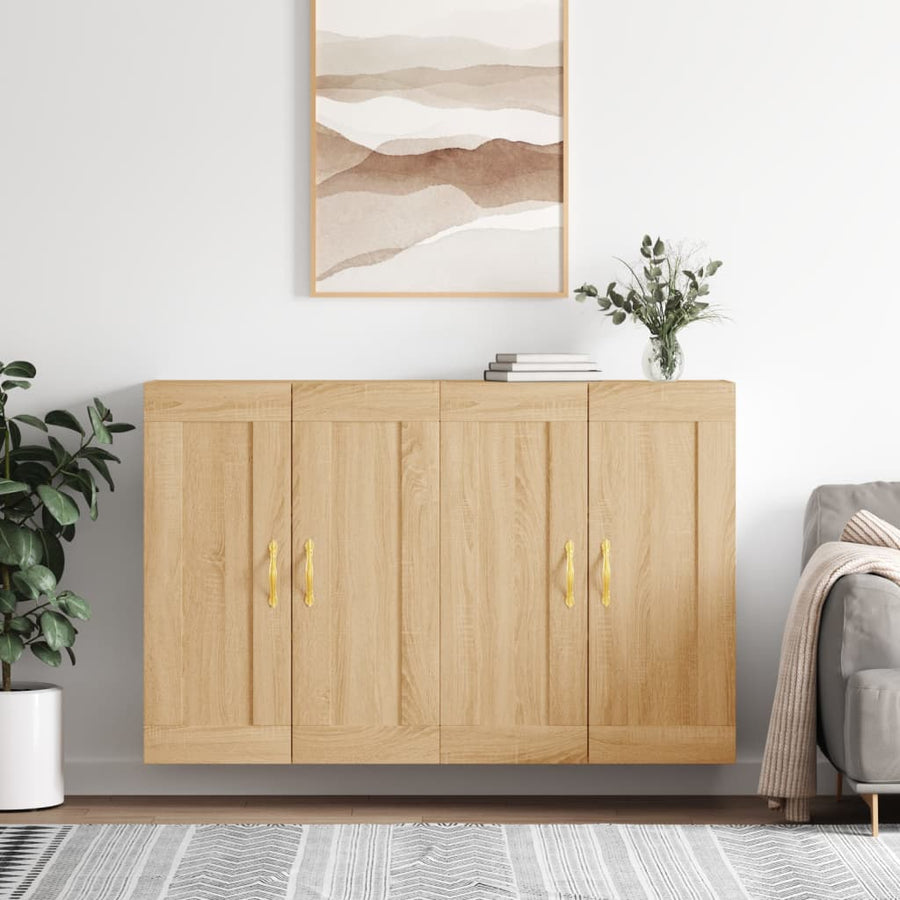 Hangkasten 2 st bewerkt hout sonoma eikenkleurig