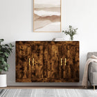 Wall cabinets 2 pcs treated smoked oak wood