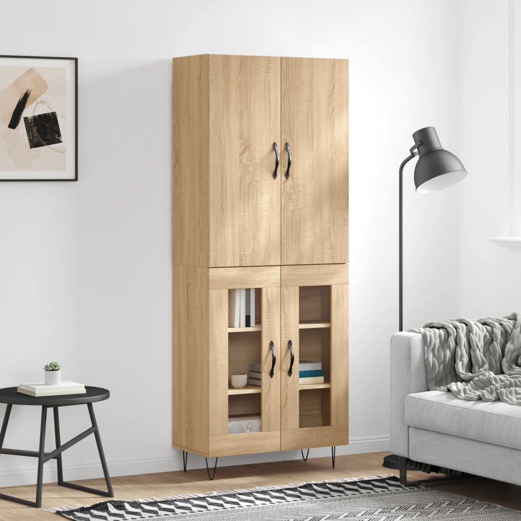 Hoge Kast 69,5X34X180 Cm Bewerkt Hout Kleurig Sonoma eiken
