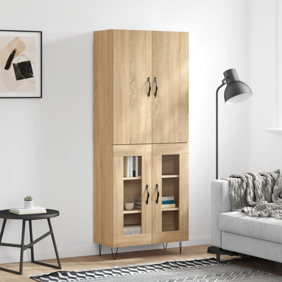 Hoge Kast 69,5X34X180 Cm Bewerkt Hout Kleurig Sonoma eiken