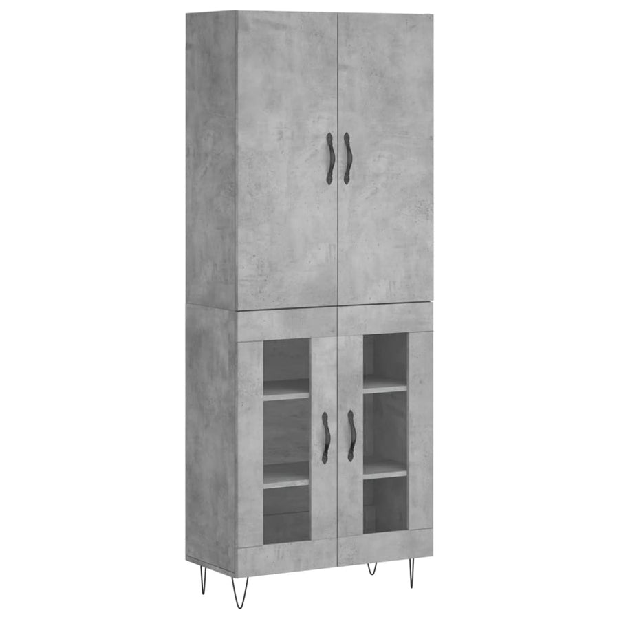 Hoge kast 69,5x34x180 cm bewerkt hout betongrijs