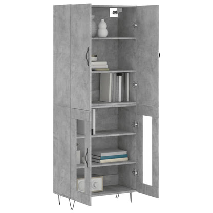 Hoge kast 69,5x34x180 cm bewerkt hout betongrijs