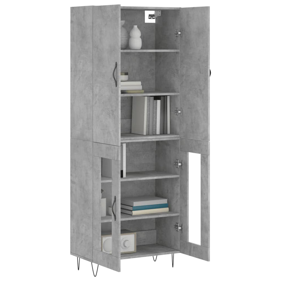 Hoge kast 69,5x34x180 cm bewerkt hout betongrijs
