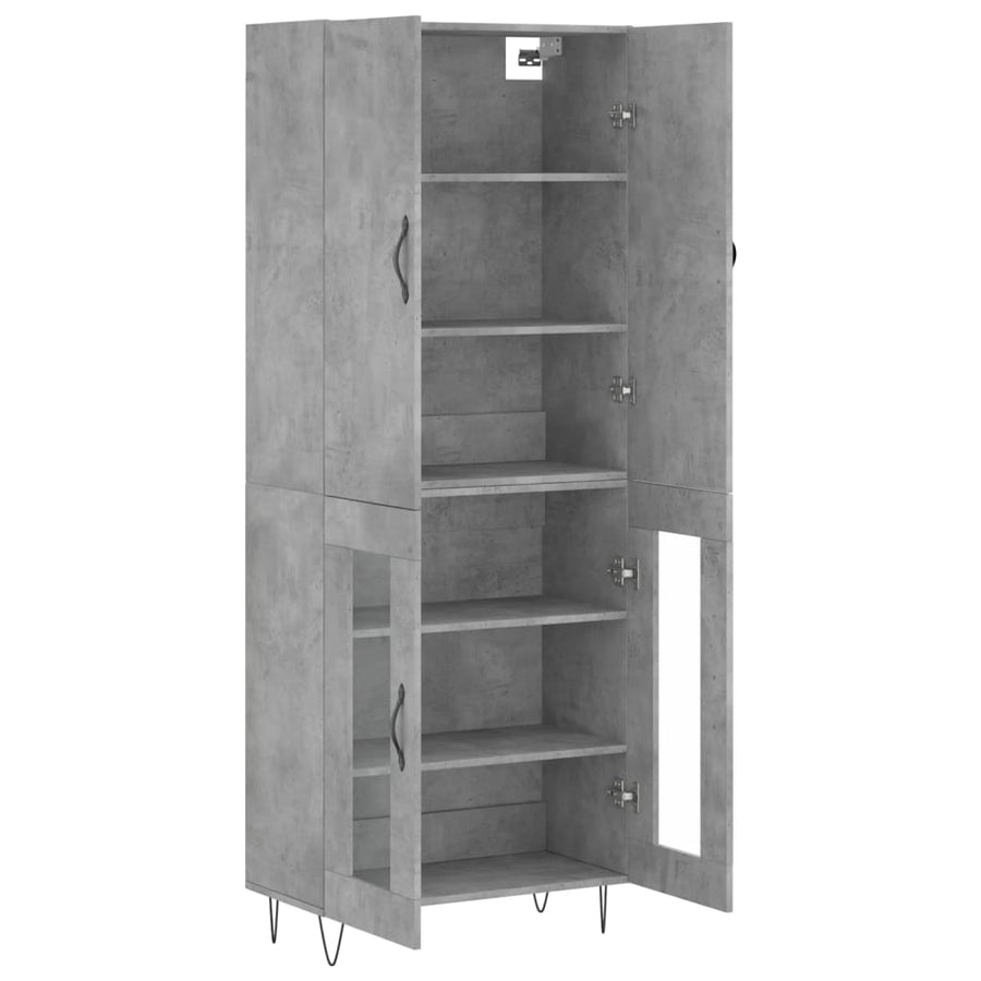 Hoge kast 69,5x34x180 cm bewerkt hout betongrijs