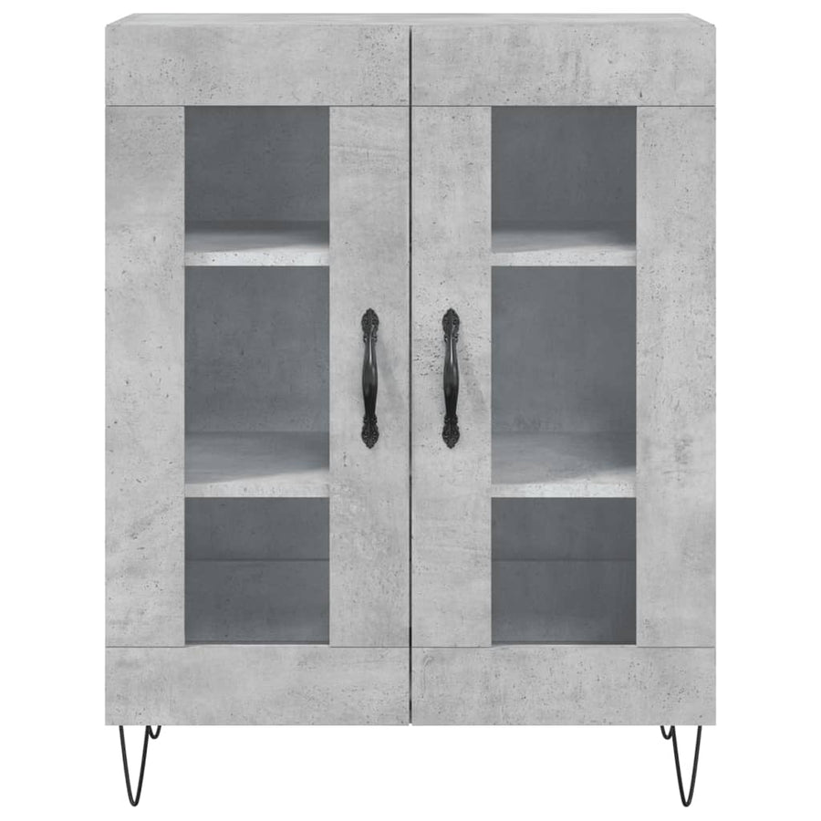 Hoge kast 69,5x34x180 cm bewerkt hout betongrijs
