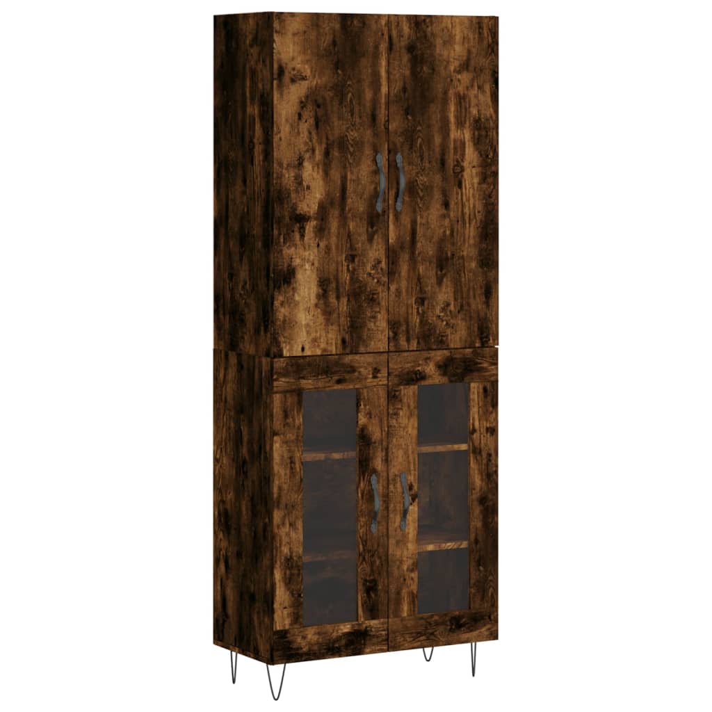 Hoge kast 69,5x34x180 cm bewerkt hout gerookt eikenkleurig