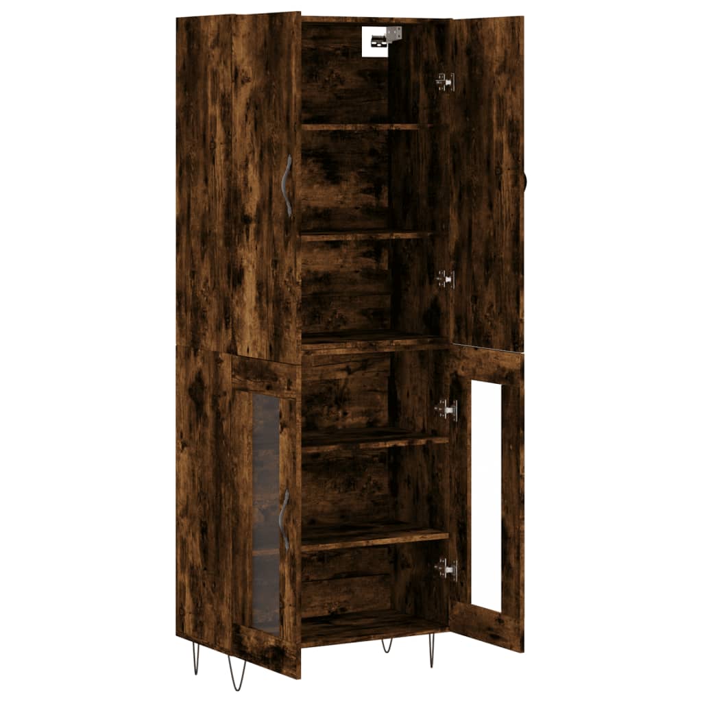 Hoge kast 69,5x34x180 cm bewerkt hout gerookt eikenkleurig