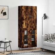 Hoge kast 69,5x34x180 cm bewerkt hout gerookt eiken