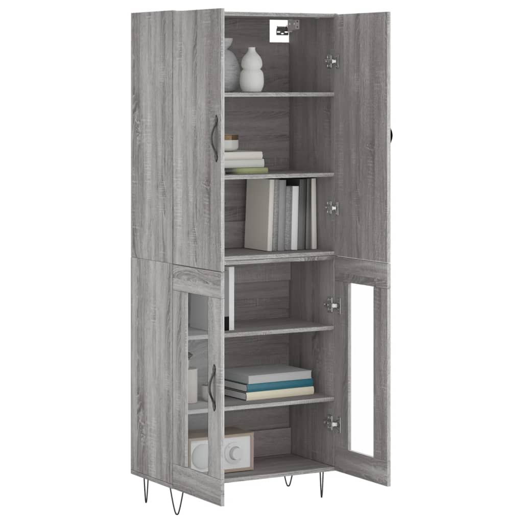 Hoge Kast 69,5X34X180 Cm Bewerkt Hout Grijs Sonoma Eikenkleurig