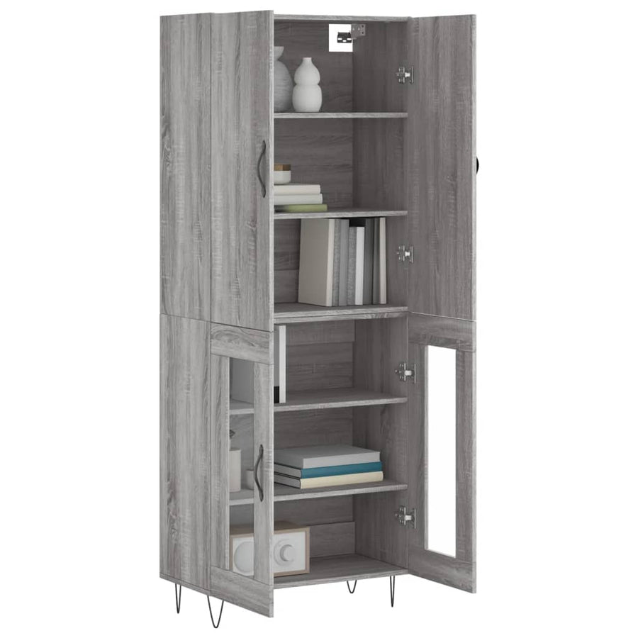Hoge Kast 69,5X34X180 Cm Bewerkt Hout Grijs Sonoma Eikenkleurig