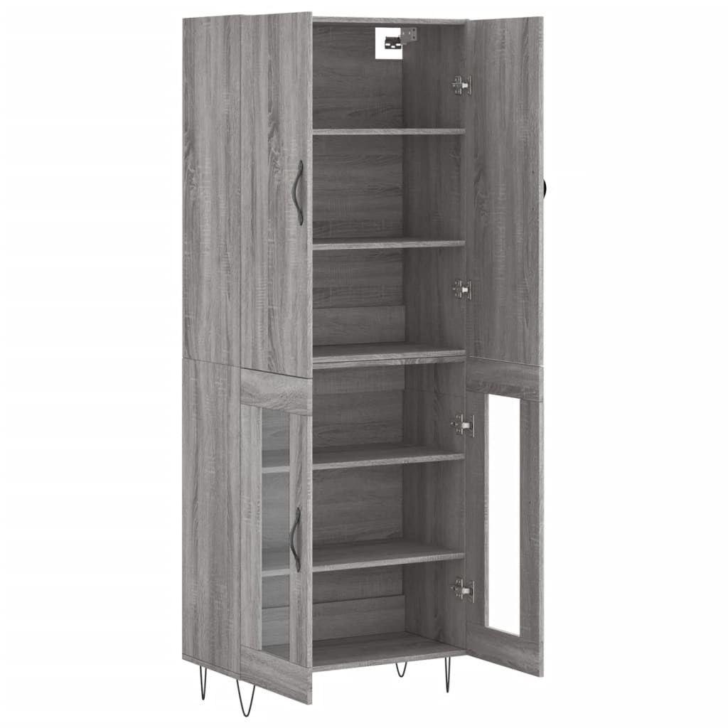 Hoge Kast 69,5X34X180 Cm Bewerkt Hout Grijs Sonoma Eikenkleurig