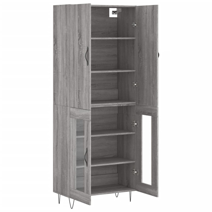 Hoge Kast 69,5X34X180 Cm Bewerkt Hout Grijs Sonoma Eikenkleurig
