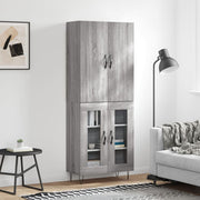 Hoge kast 69,5x34x180 cm bewerkt hout grijs sonoma
