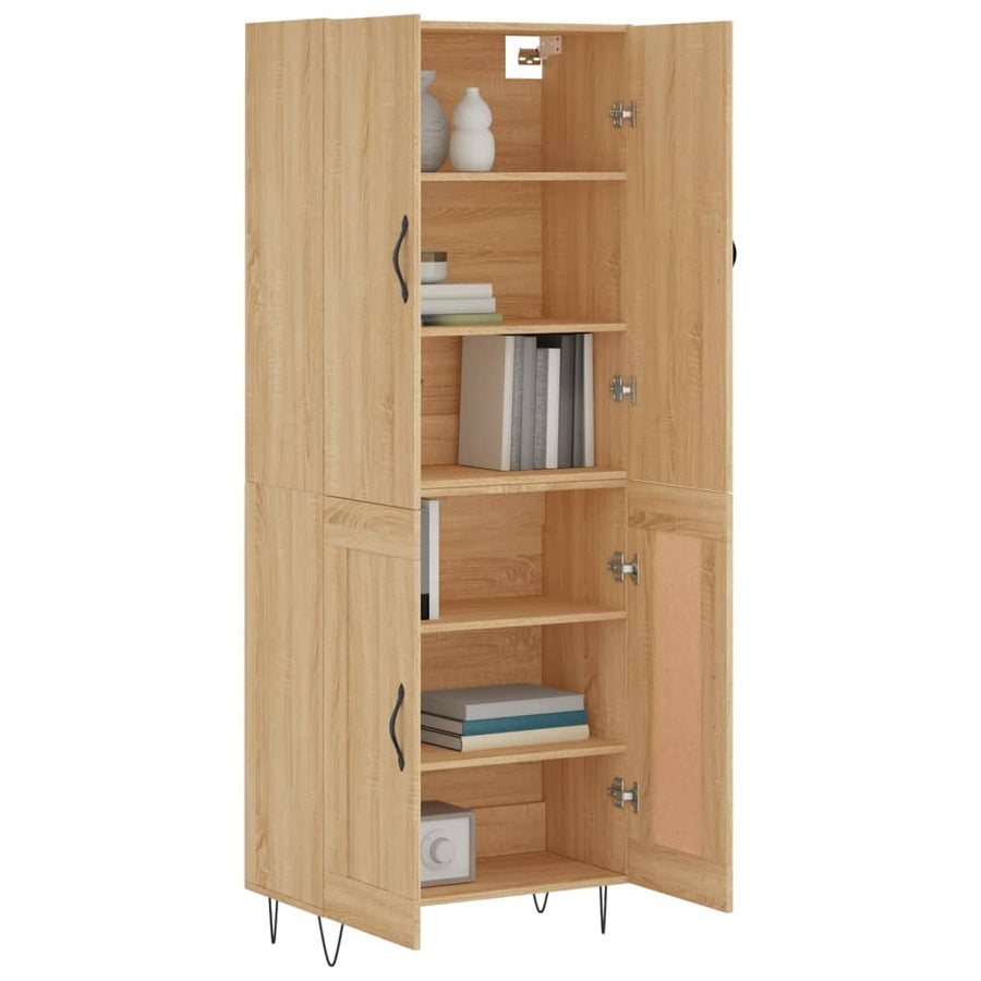 Hoge Kast 69,5X34X180 Cm Bewerkt Hout Kleurig Sonoma eiken