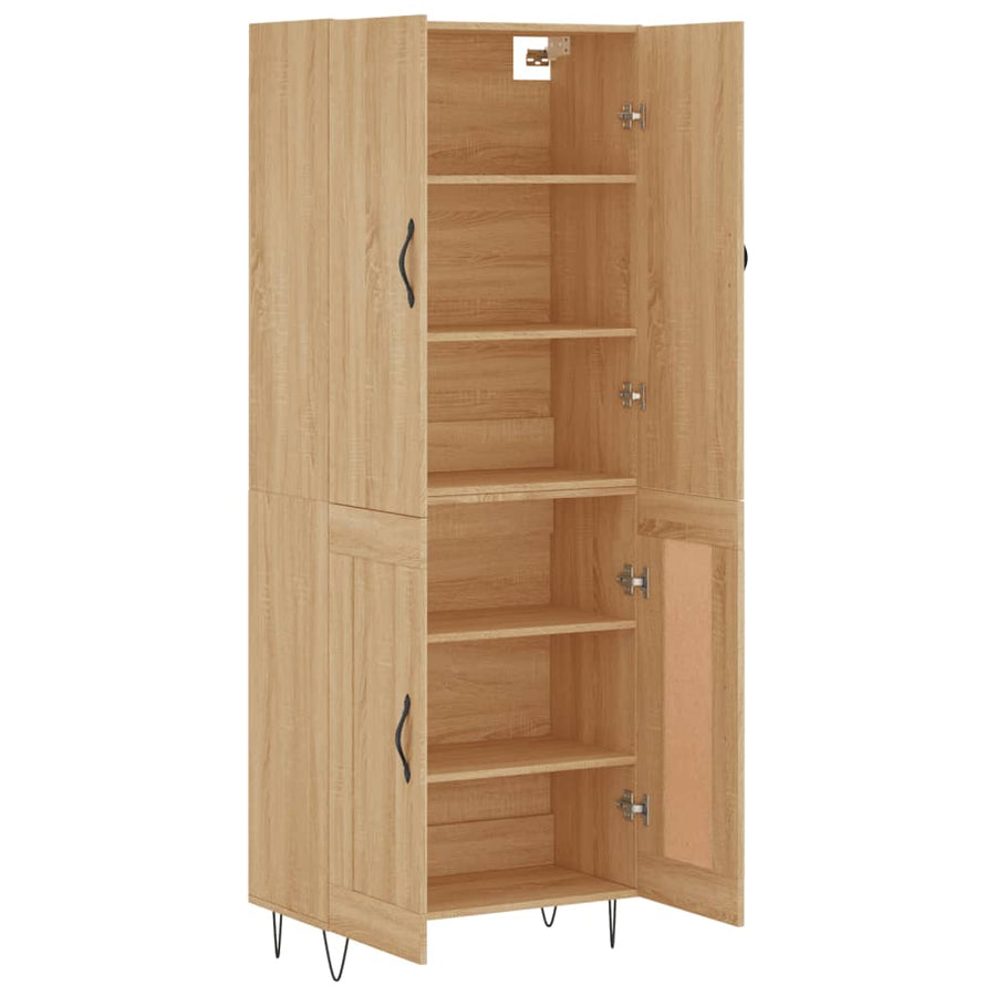 Hoge Kast 69,5X34X180 Cm Bewerkt Hout Kleurig Sonoma eiken