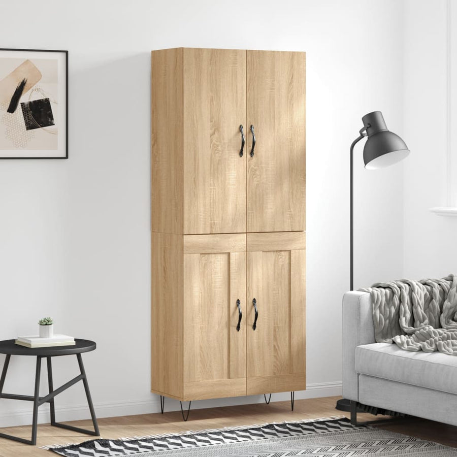 Hoge Kast 69,5X34X180 Cm Bewerkt Hout Kleurig Sonoma eiken