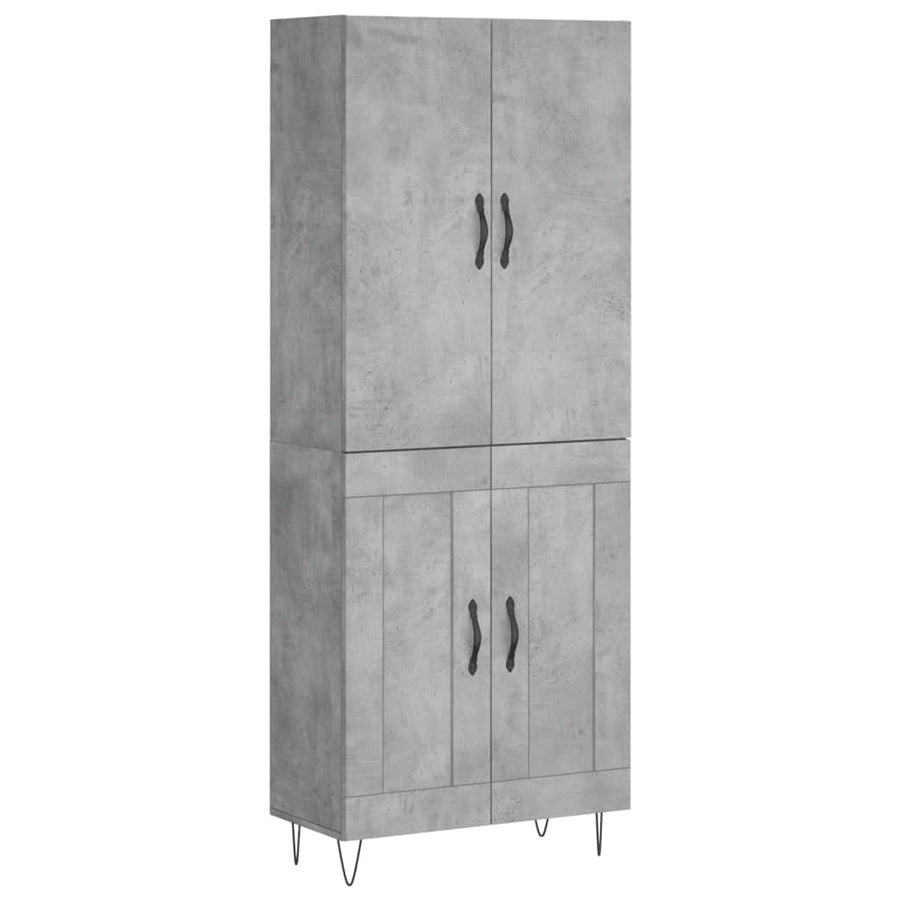 Hoge Kast 69,5X34X180 Cm Bewerkt Hout Betongrijs