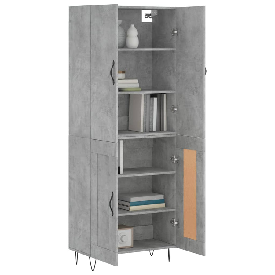 Hoge Kast 69,5X34X180 Cm Bewerkt Hout Betongrijs