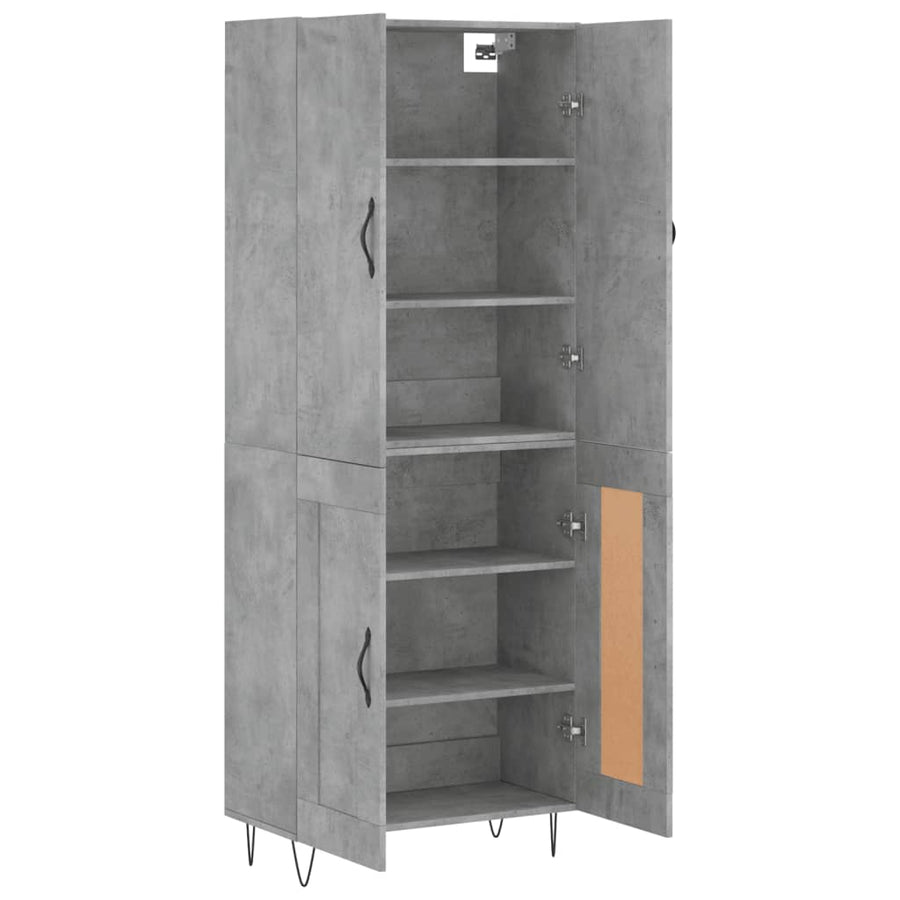 Hoge Kast 69,5X34X180 Cm Bewerkt Hout Betongrijs