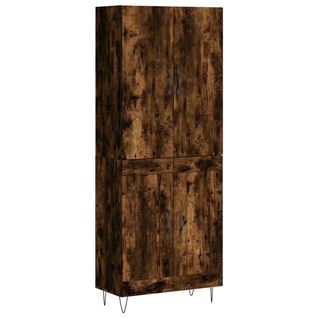 Hoge Kast 69,5X34X180 Cm Bewerkt Hout Kleurig Gerookt eiken