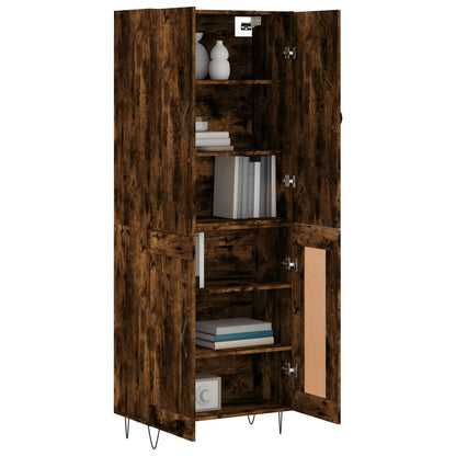 Hoge Kast 69,5X34X180 Cm Bewerkt Hout Kleurig Gerookt eiken