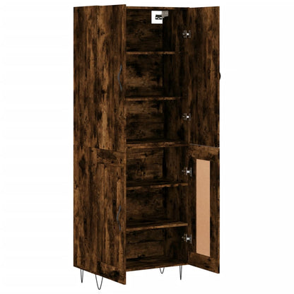 Hoge Kast 69,5X34X180 Cm Bewerkt Hout Kleurig Gerookt eiken