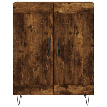 Hoge Kast 69,5X34X180 Cm Bewerkt Hout Kleurig Gerookt eiken