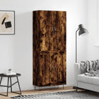 Hoge kast 69,5x34x180 cm bewerkt hout gerookt eiken